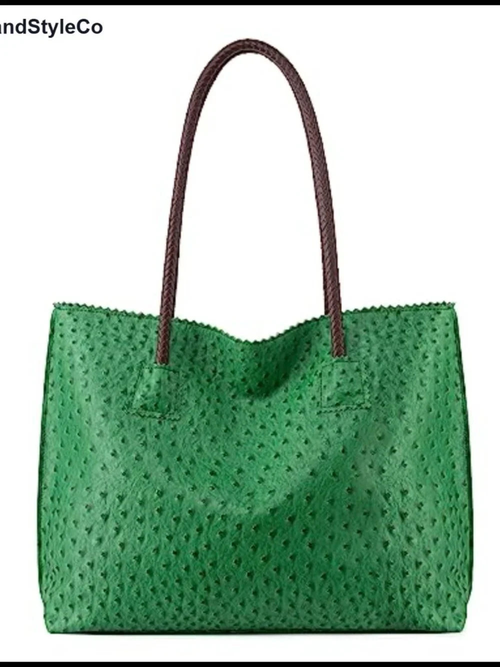 Vegan Ostrich Leather Zipper Tote Bag for Women Large Shoulder Handbag